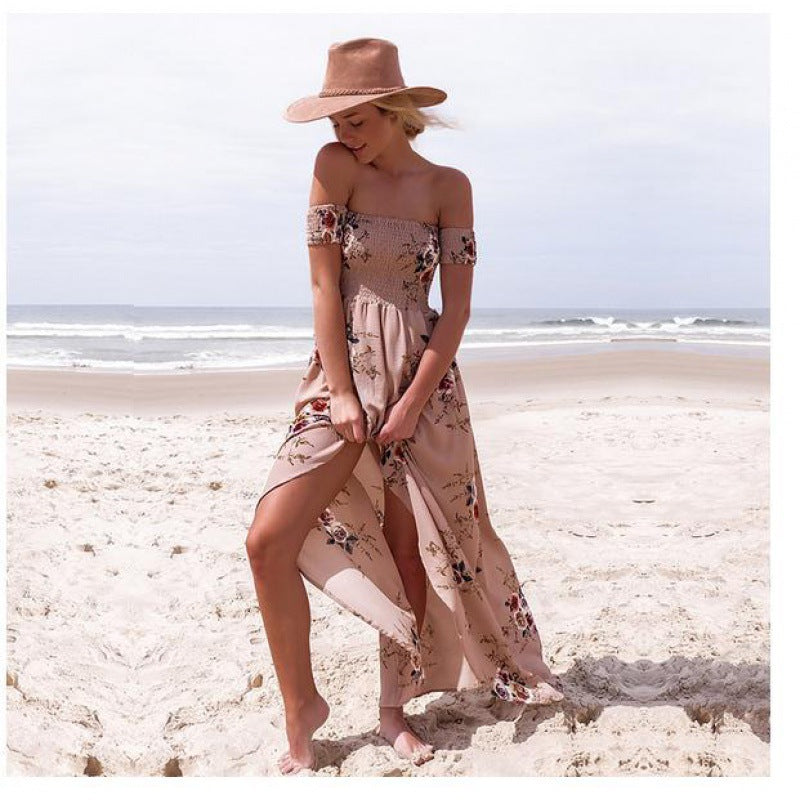 Robe maxi femme avec design décolleté et motifs floraux Chic & Stil