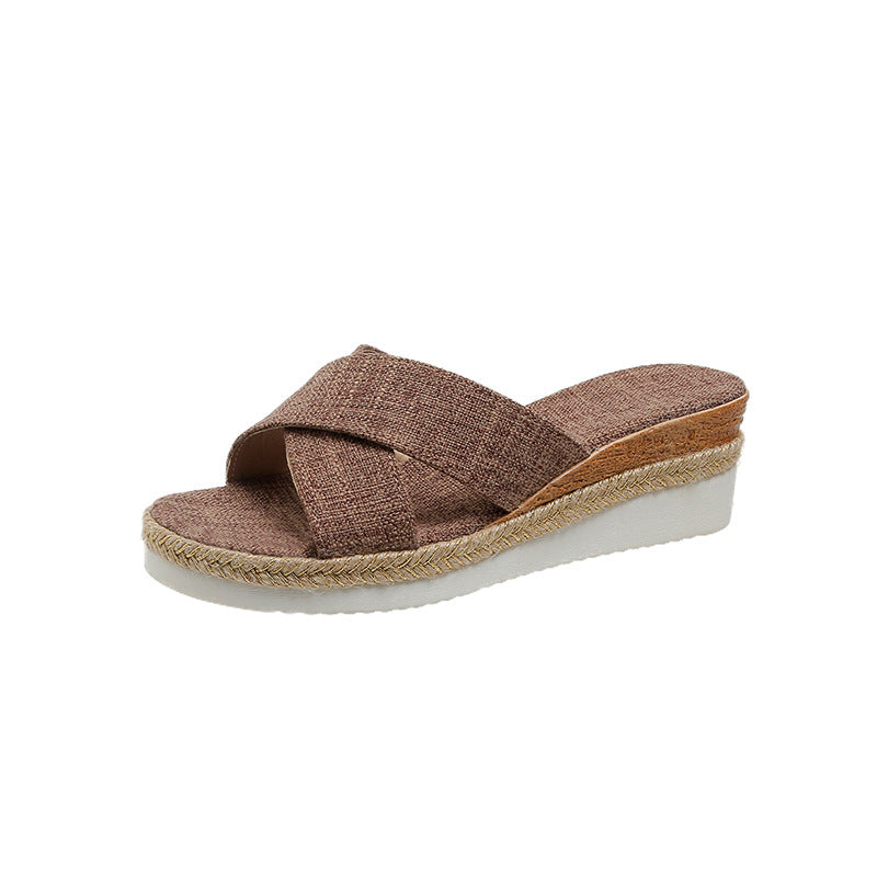 Platform sandals for women with woven sole Lune London