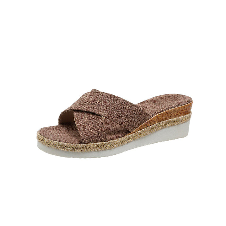 Platform sandals for women with woven sole Lune London