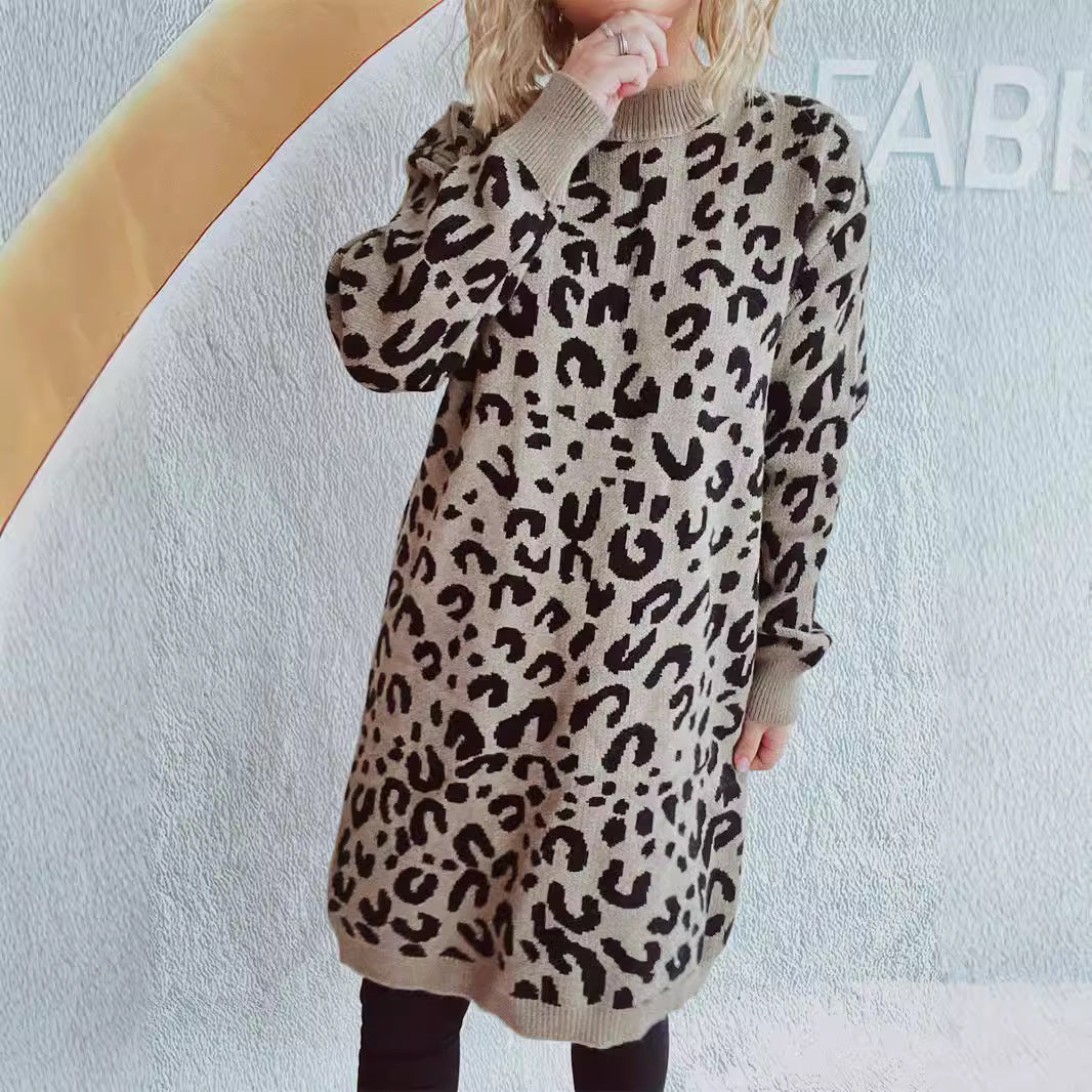 Lune London | Women's Chunky Knit Dress in Modern Leopard Pattern