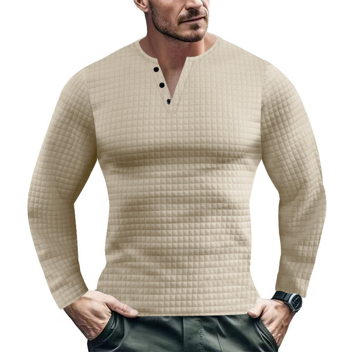 Long sleeve shirt for men with textured design and button placket Lune London
