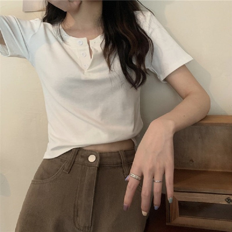 Women's Short Sleeve Henley Shirt Lune London