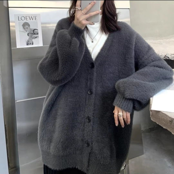 Women Cozy Cardigan with Deep V-neck and Soft Material Lune London