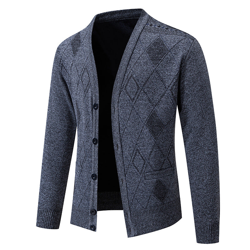 Stylish knitted jacket for men with V-neck and textured pattern Lune London