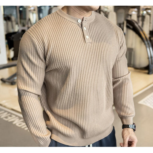Lune London Long Sleeve Ribbed Knit Sweater for Men