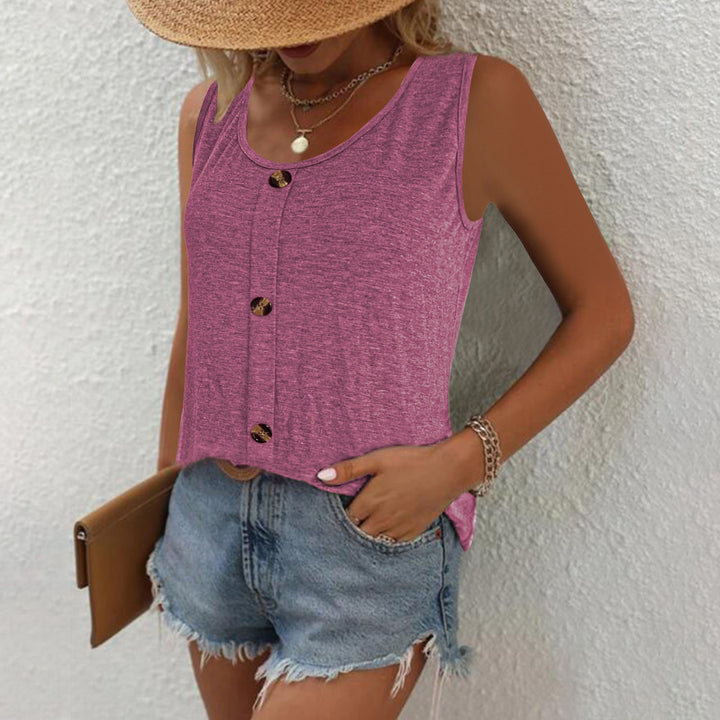 Women Sleeveless Top with decorative buttons and relaxed fit Lune London