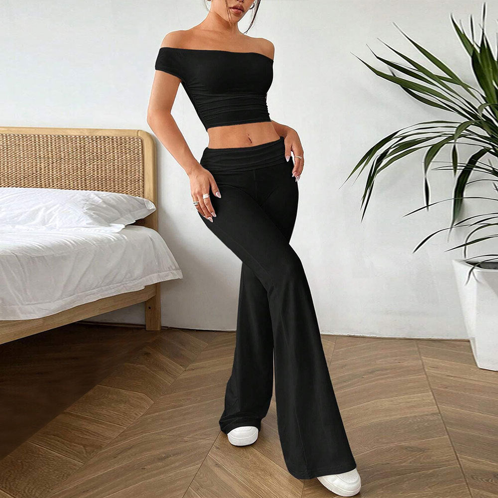 Ensemble top court décontracté pour femmes et pantalon taille haute Chic & Stil