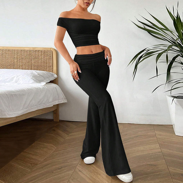 Ensemble top court décontracté pour femmes et pantalon taille haute Chic & Stil