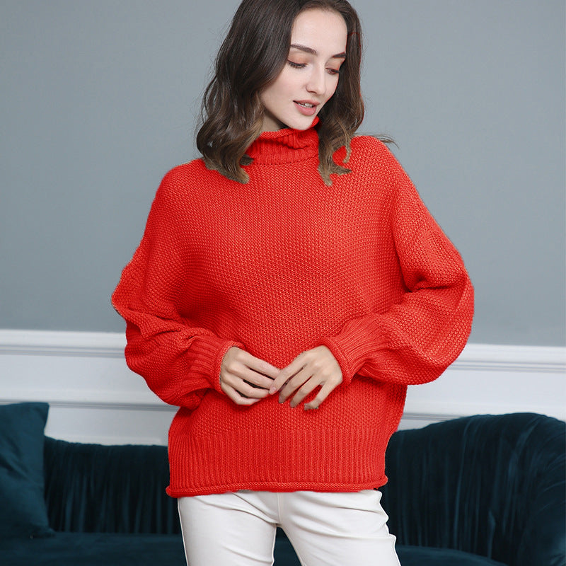 Pull femme en grosse maille avec col roulé et coupe aérienne Lune London