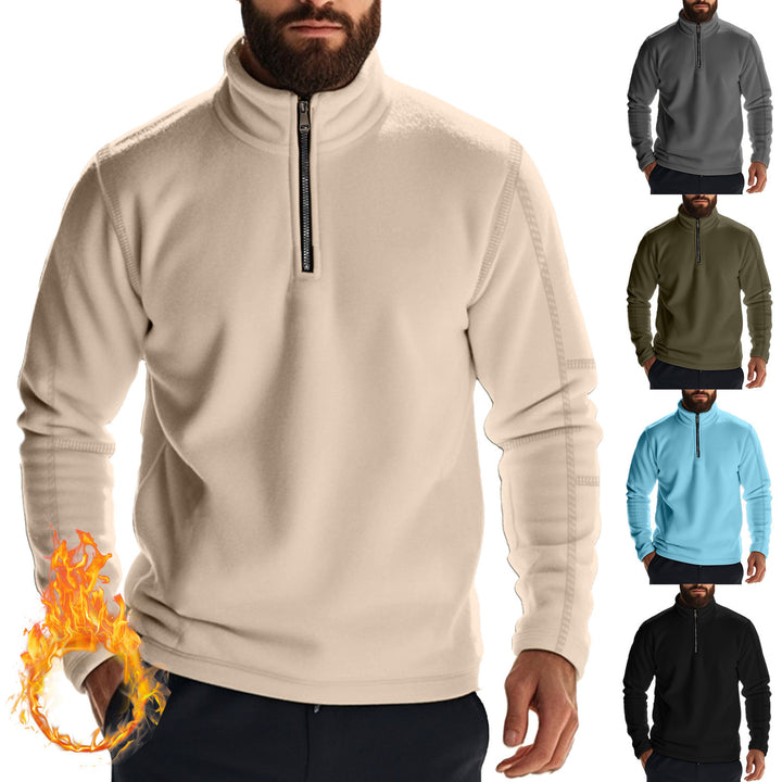 Men's Fleece Half-Zip Pullover with High Collar Comfortable Lune London