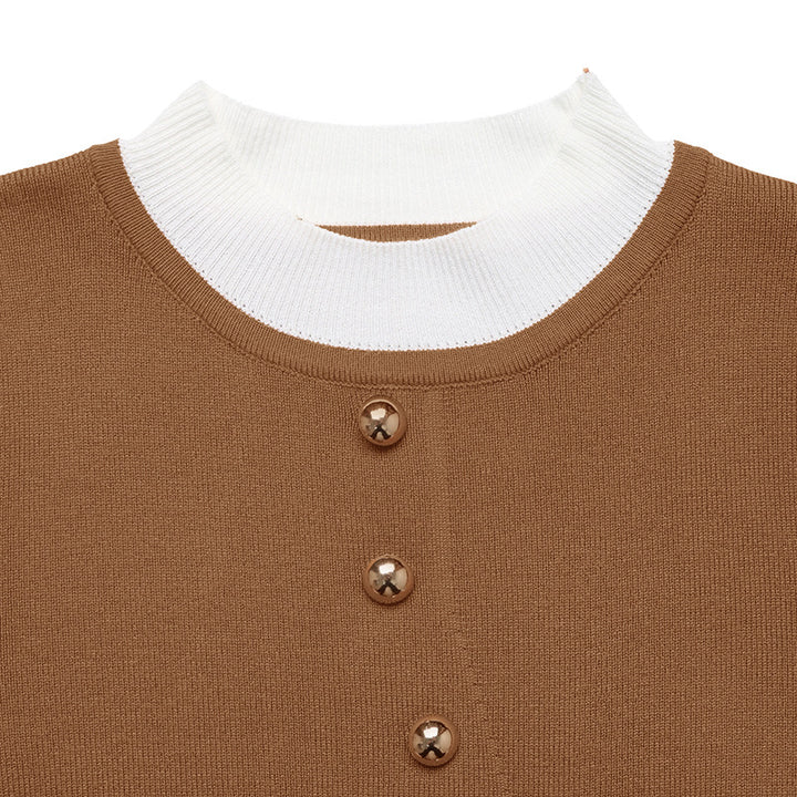 Women Elegant knitted top with contrasting shirt collar Lune London