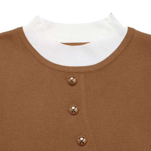 Women Elegant knitted top with contrasting shirt collar Lune London