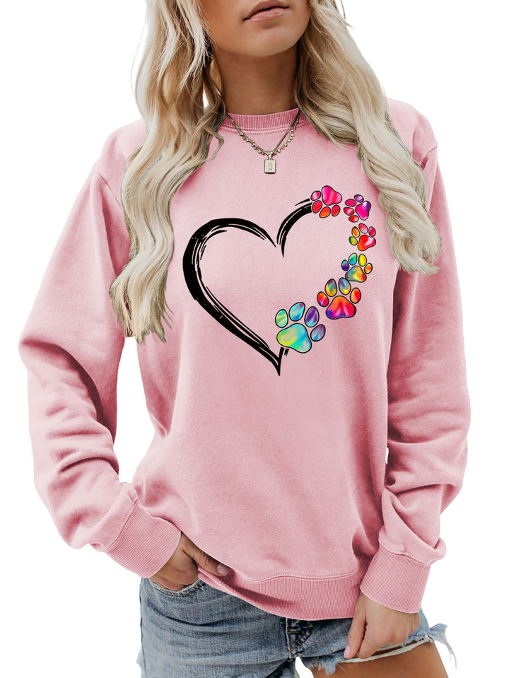Sweatshirt pour femmes avec design créatif de cœur en forme de patte Chic & Stil