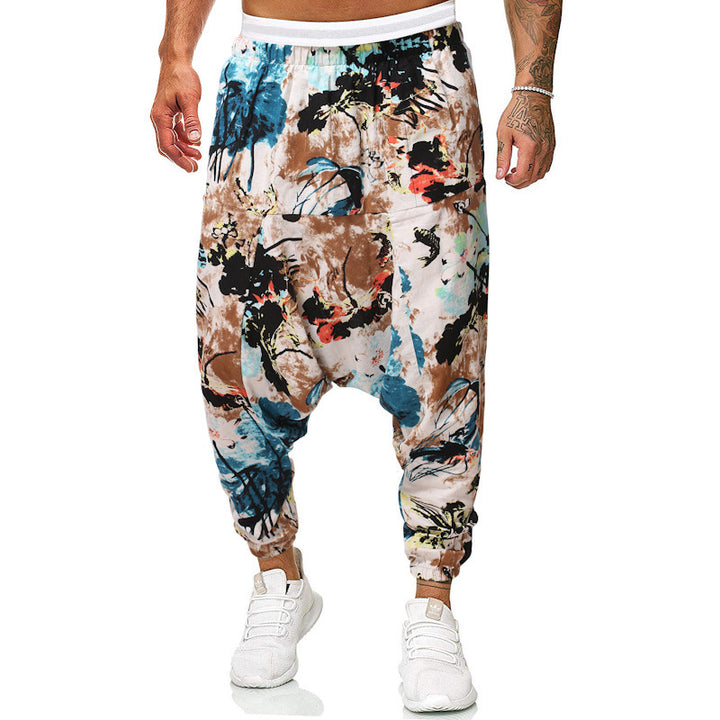 Harem pants for men with unique fancy pattern and elastic waist Lune London