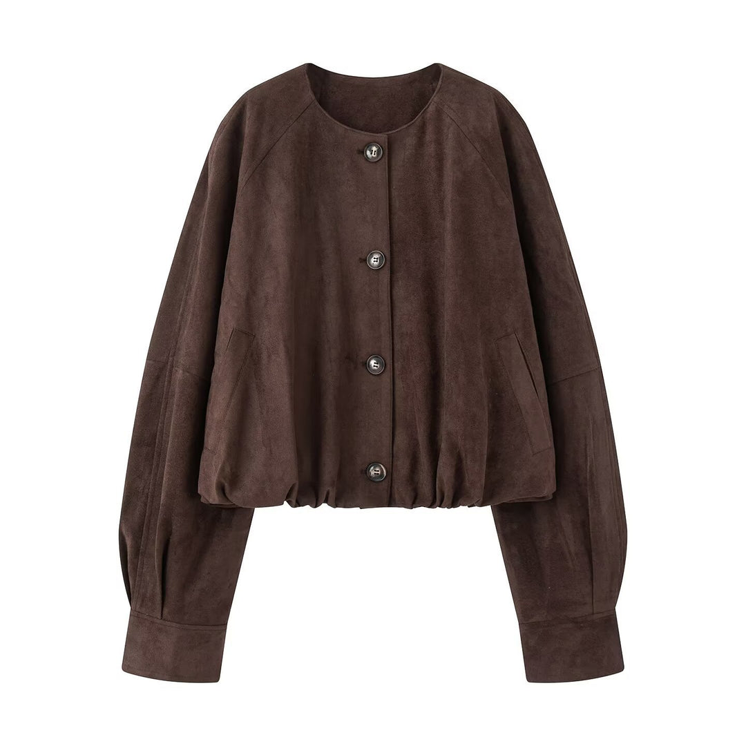 Ladies Soft Suede Lining with Chic Button Treatment Elegant and Style