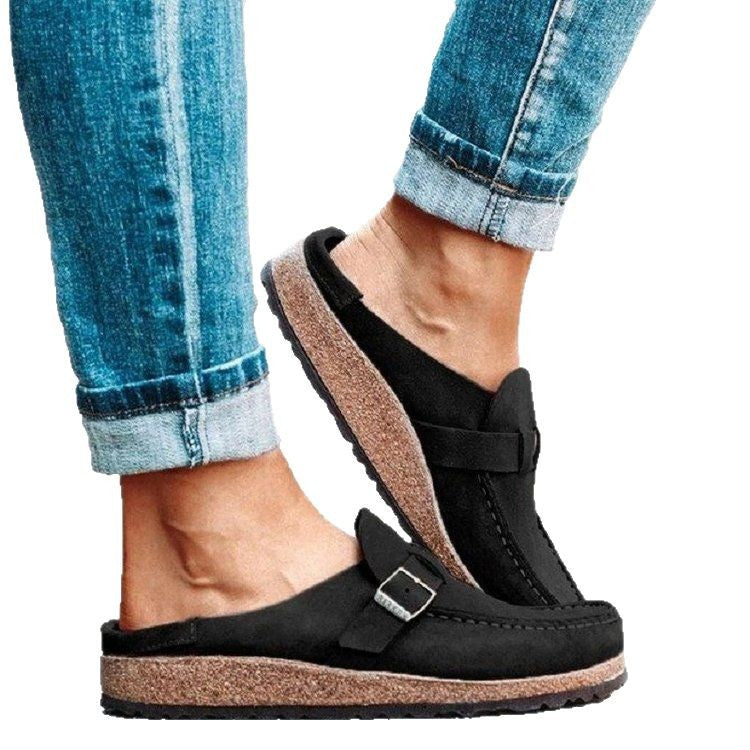 Ladies comfortable loafers with fashionable buckle detail Lune London