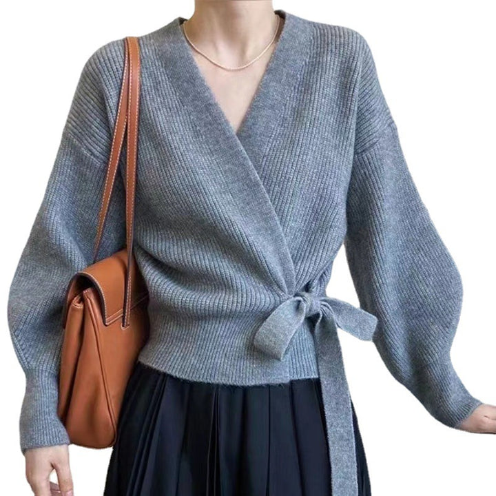 Women's wrap jacket with wide sleeves and a knot at the waist Lune London