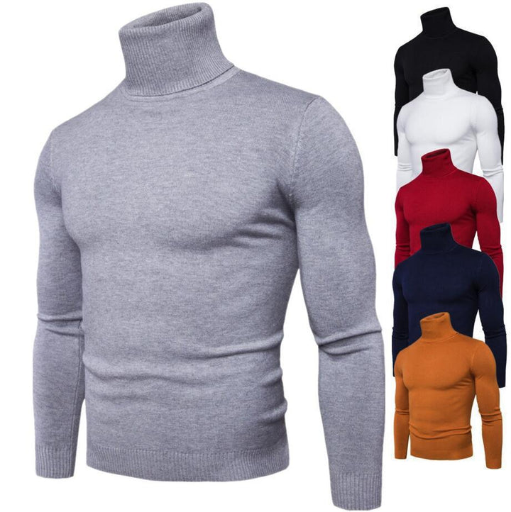 Men's knit sweater with high collar and slim fit Lune London