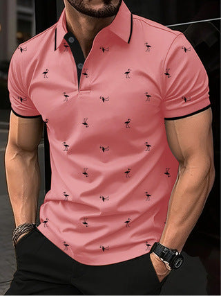 Short sleeve polo shirt for men with Lune London pattern