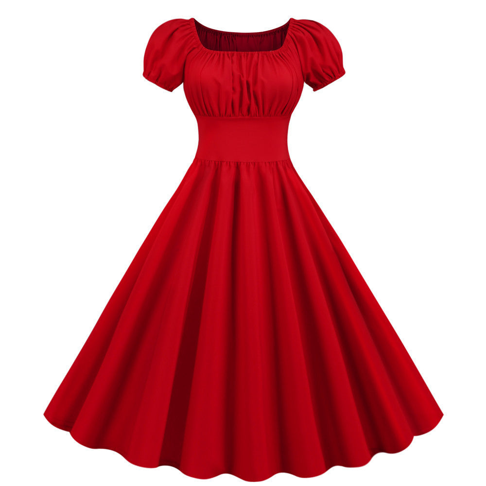 A-line dress for women with puff sleeves and a belt Lune London