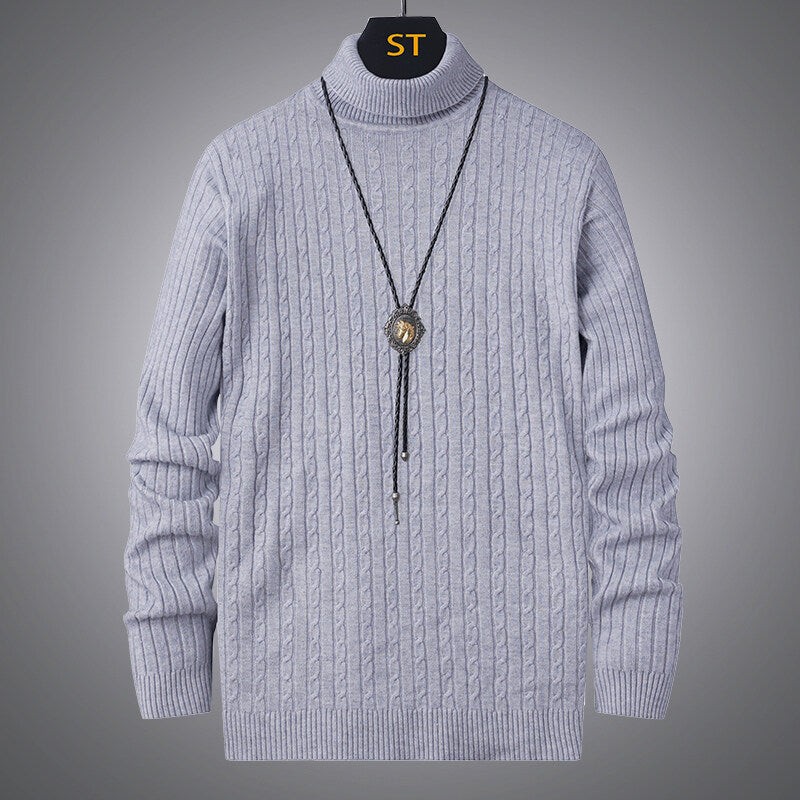 Men's turtleneck sweater with textured braid pattern Lune London