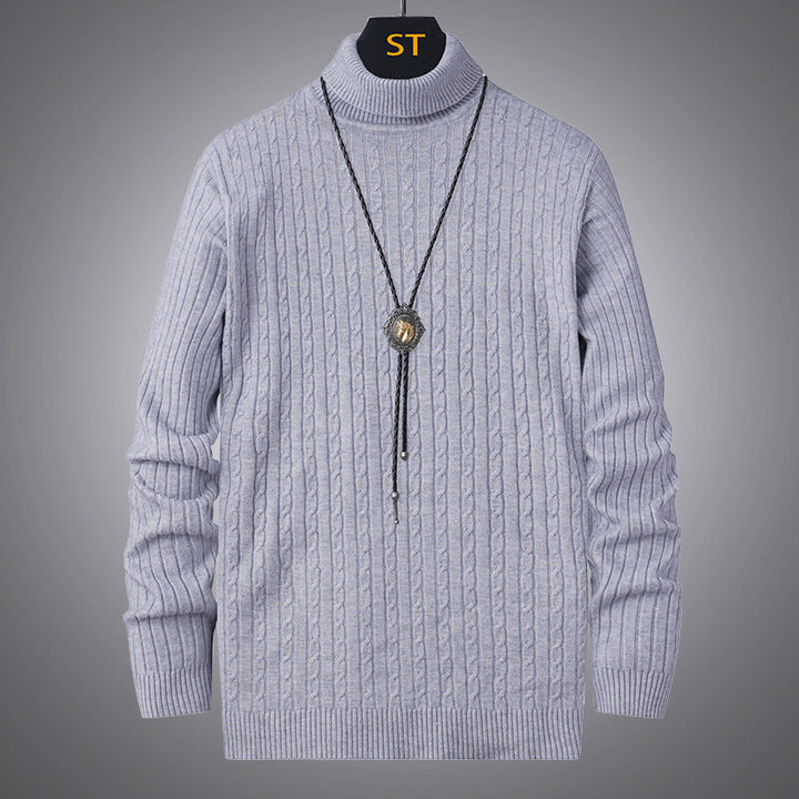 Men's turtleneck sweater with textured braid pattern Lune London
