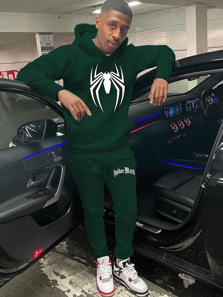 Men's sporty hoodie set and jogger pants with striking spider pattern Lune London