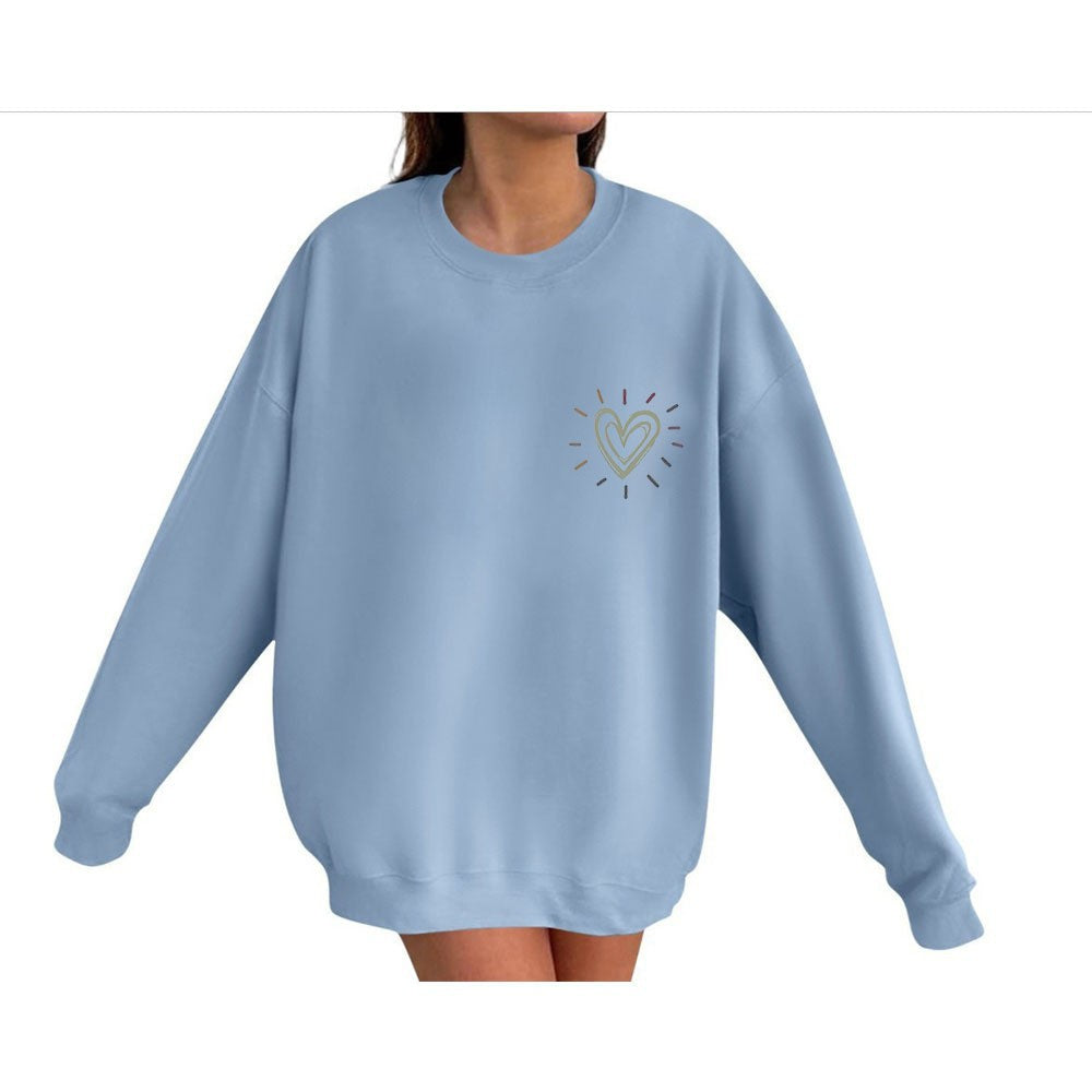 Sweatshirt surdimensionné pour femmes avec motif cœur mignon et coupe décontractée Chic & Stil