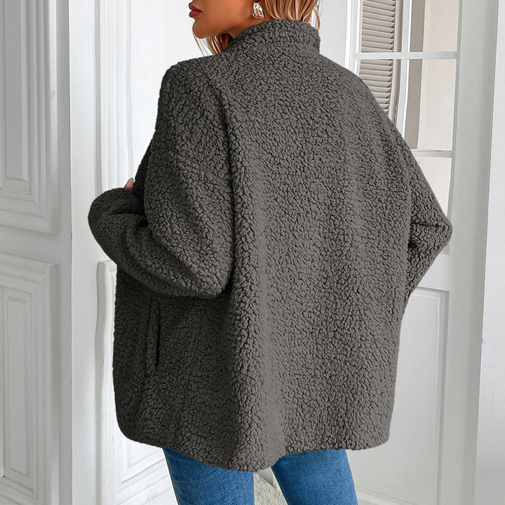Ladies cozy fleece jacket with high collar and practical pockets Lune London