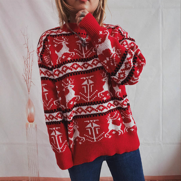 Christmas jumper for women with festive Norwegian pattern and round neckline Lune London