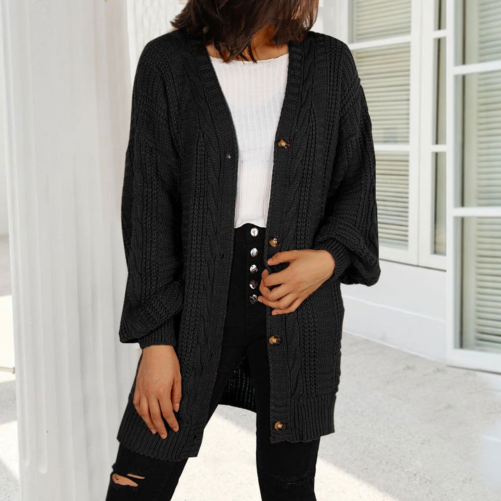 Gilet en tricot épais pour femmes avec patte de boutonnage élégante et manches larges Chic & Stil