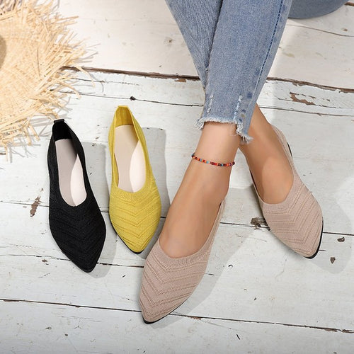 Women Elegant Lace Ballet Flats with Fashionable Knitted Design Lune London