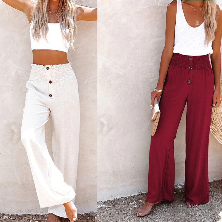 Wide leg palazzo pants for women with elastic waistband Lune London