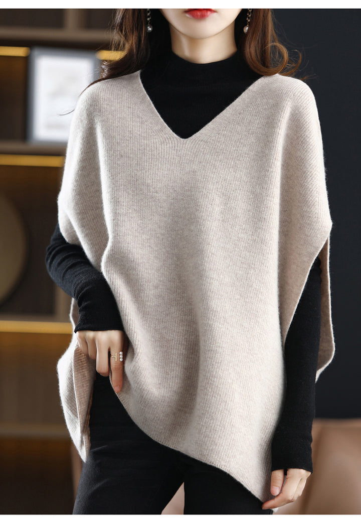 Ladies fashion knit poncho Lune London