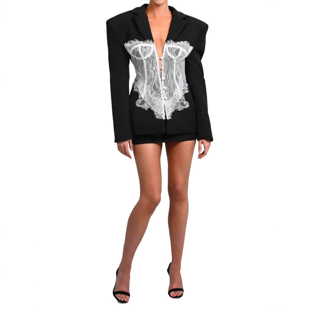 Blazer for women with corset design and lace accents Lune London