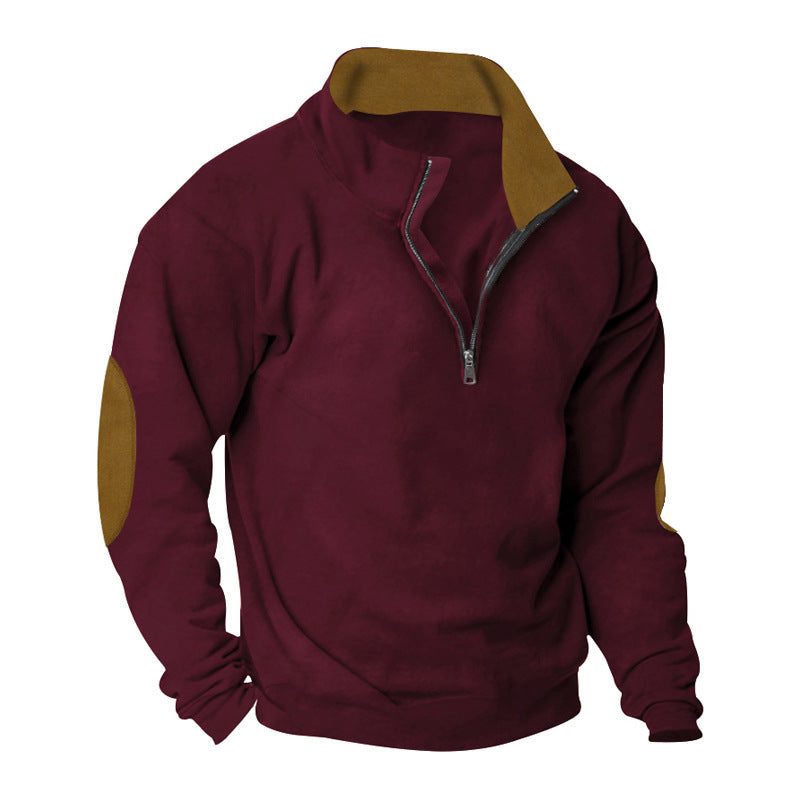 Men's fleece sweatshirt with high collar and stylish contrasting sleeves Lune London