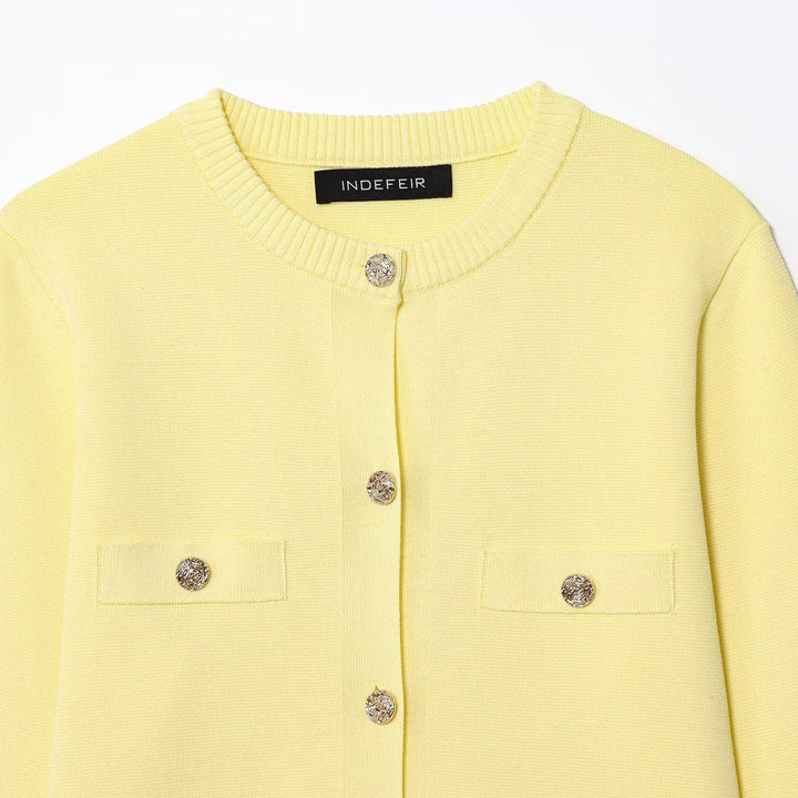 Knitted jacket for women with an elegant button design and practical pockets Lune London