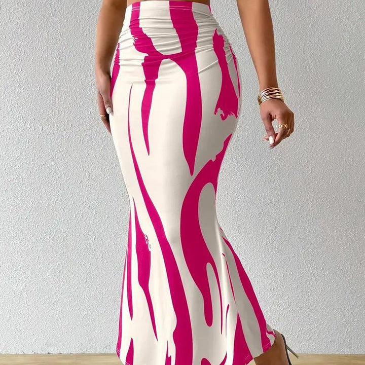Ladies Elegant Maxi Skirt in Fluid Fabric and Trendy Pattern Lune London