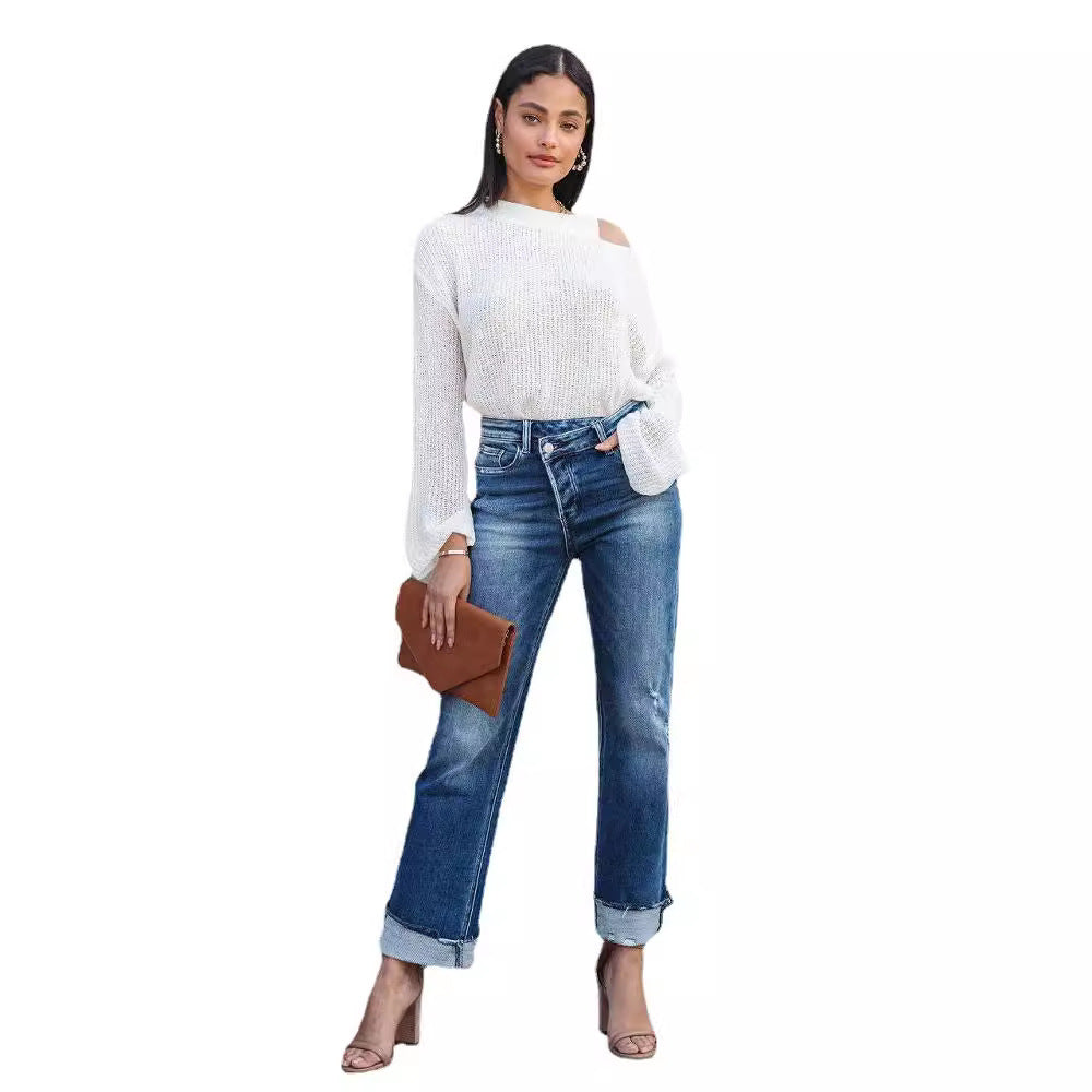 Casual flared jeans for women with trendy fringes and high waist Lune London