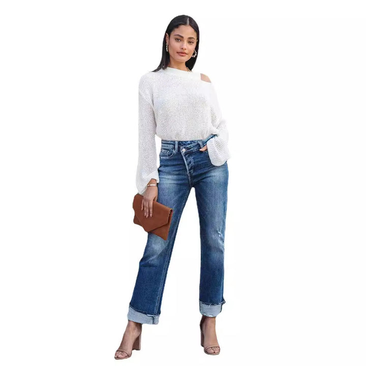 Casual flared jeans for women with trendy fringes and high waist Lune London