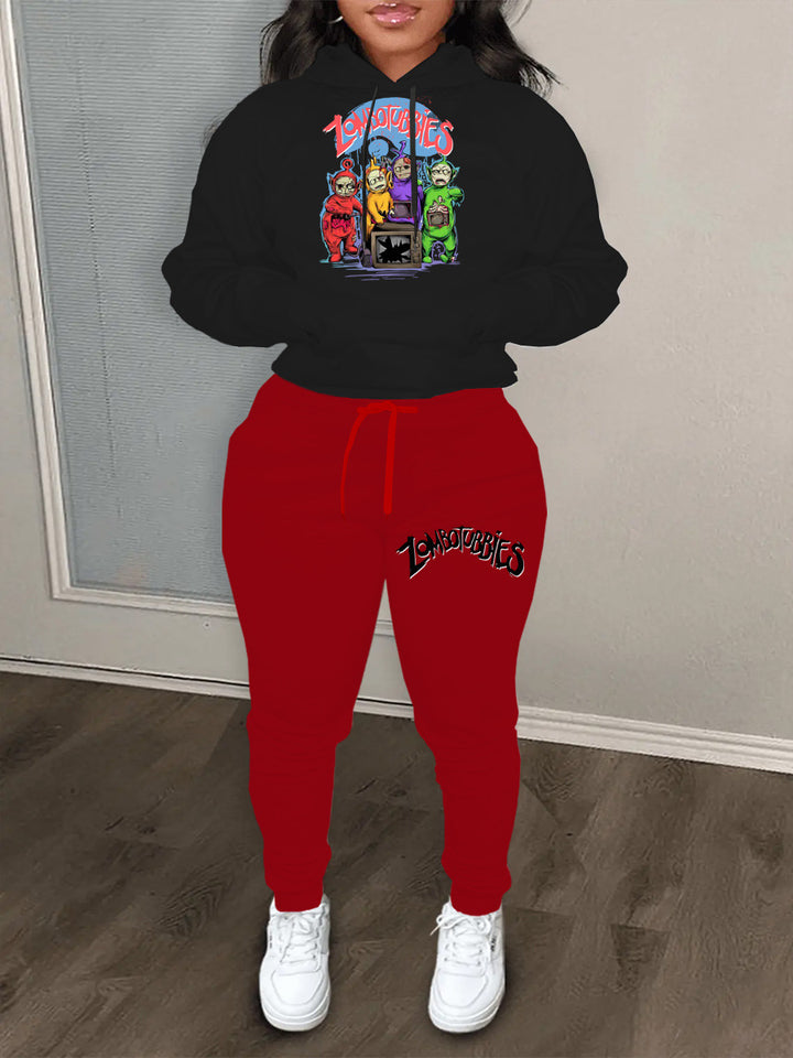 Women's hoodie and jogger set with colorful comic print Lune London