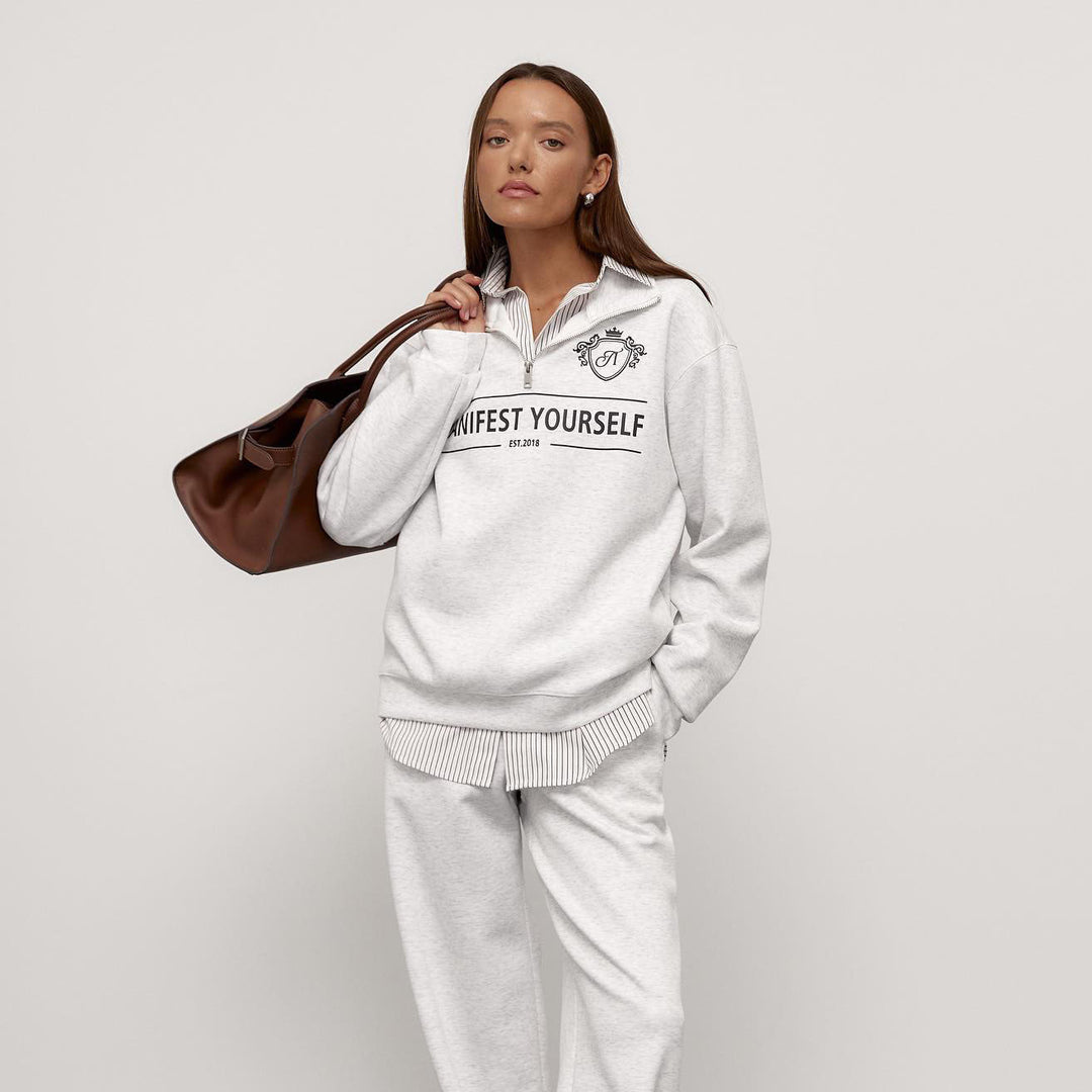 Fashionable women's sweatshirt with high collar and creative print Lune London