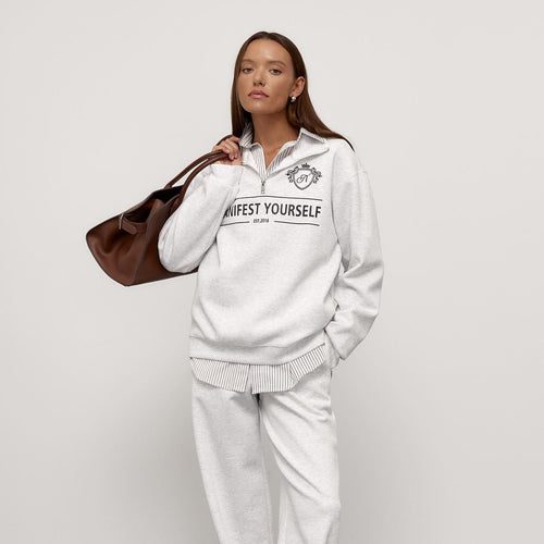 Fashionable women's sweatshirt with high collar and creative print Lune London