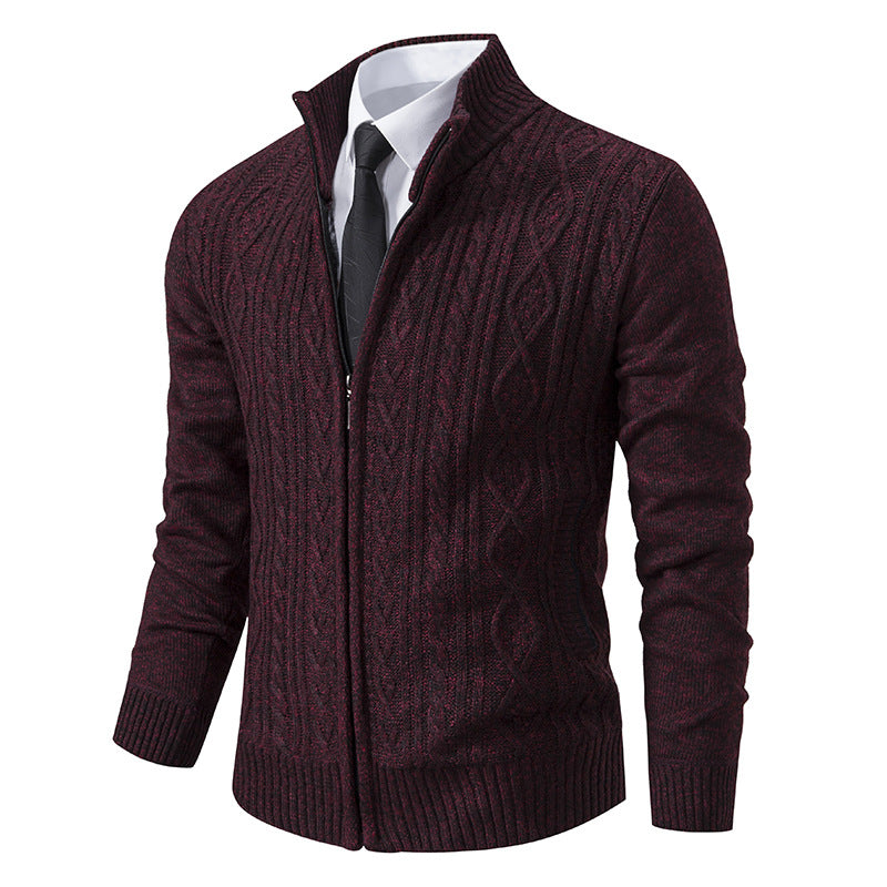 Lune London | Men's Cardigan with Stand-Up Collar and Textured Pattern