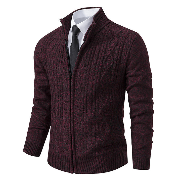 Lune London | Men's Cardigan with Stand-Up Collar and Textured Pattern