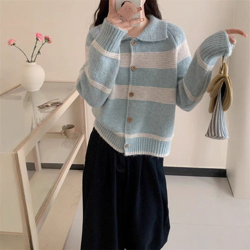 Women's vest with distinctive collar and modern block stripes Lune London