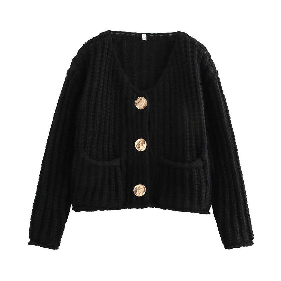 Knit jacket for women with decorative buttons and side pockets Lune London