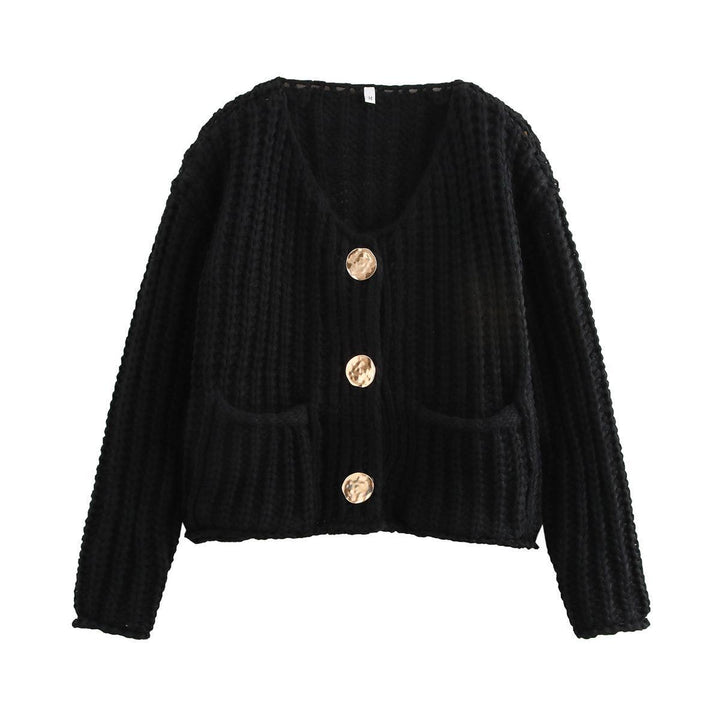 Knit jacket for women with decorative buttons and side pockets Lune London