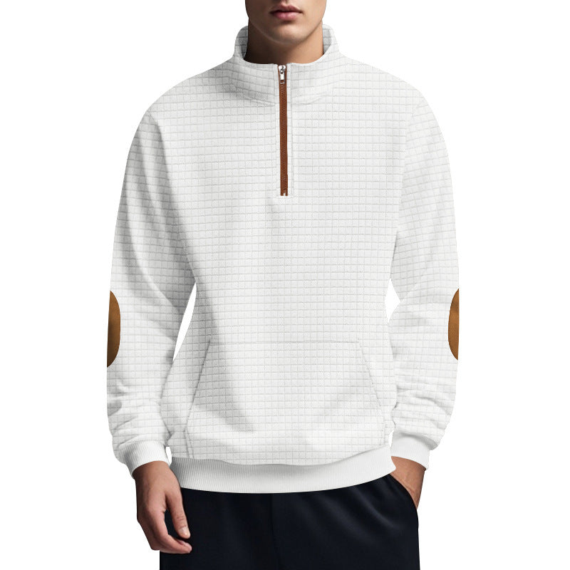 Sporty pullover for men with half-zip closure and textured surface Lune London