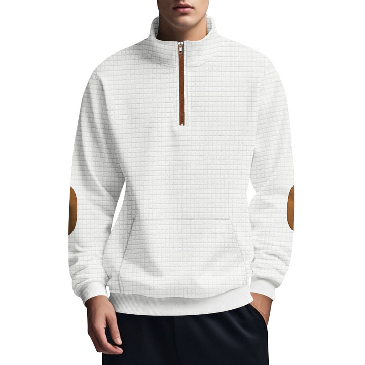 Sporty pullover for men with half-zip closure and textured surface Lune London